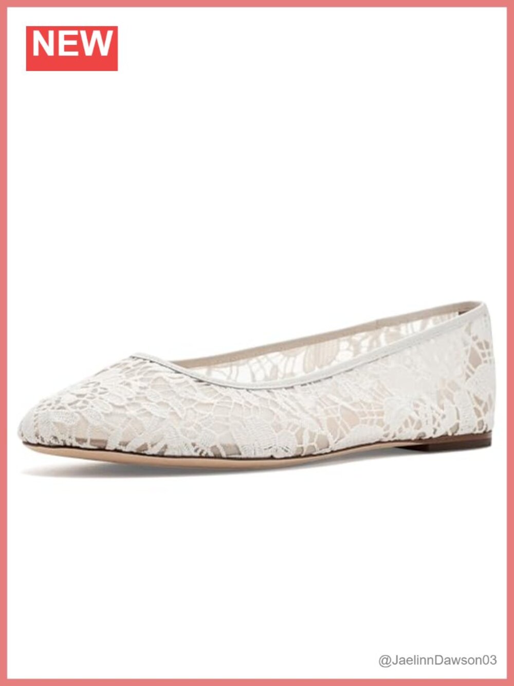 Crocheted Lace Flats with Leather Trim, Slip-On Ballerina Shoes